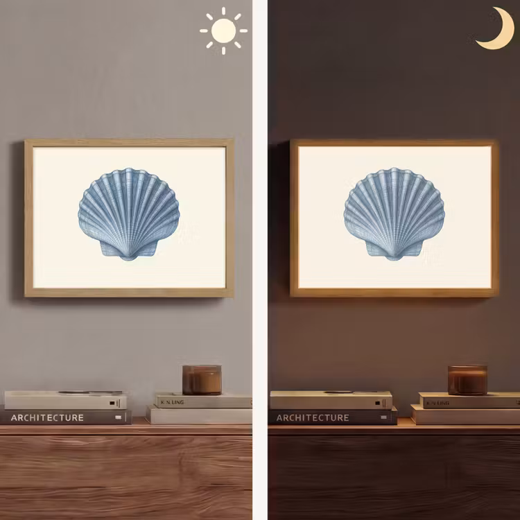 Lightbox - Wandlamp - Ribbels - Blauw - Schelp — 6