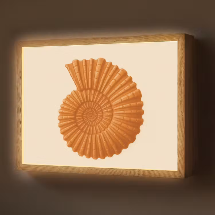 Lightbox - Wandlamp - Schelp - Oranje - Ribbels — 1