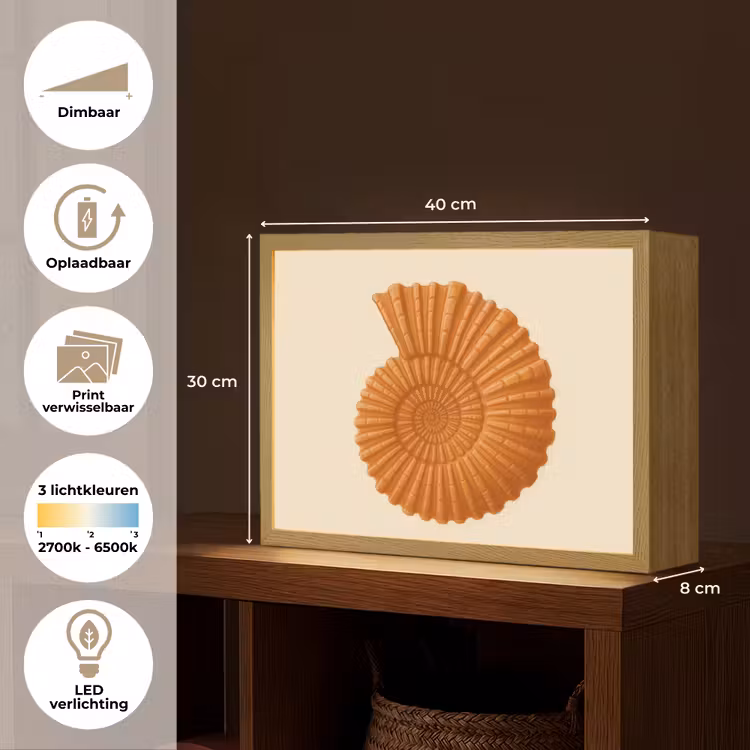 Lightbox - Wandlamp - Schelp - Oranje - Ribbels — 10