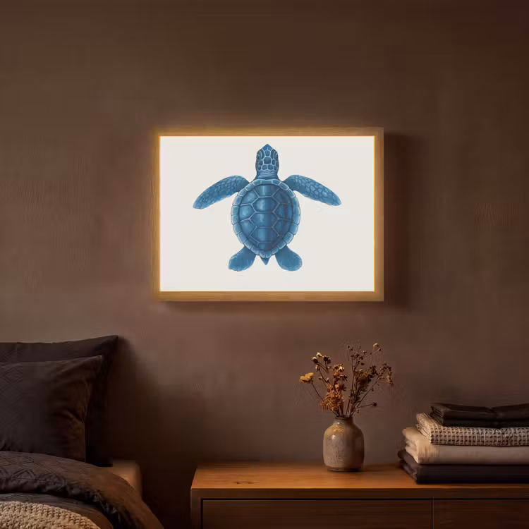 Lightbox - Wandlamp - Schildpad - Blauw - Schild — 3