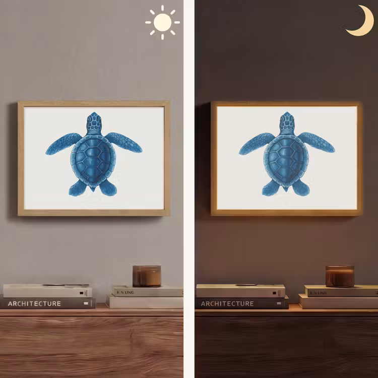 Lightbox - Wandlamp - Schildpad - Blauw - Schild — 6