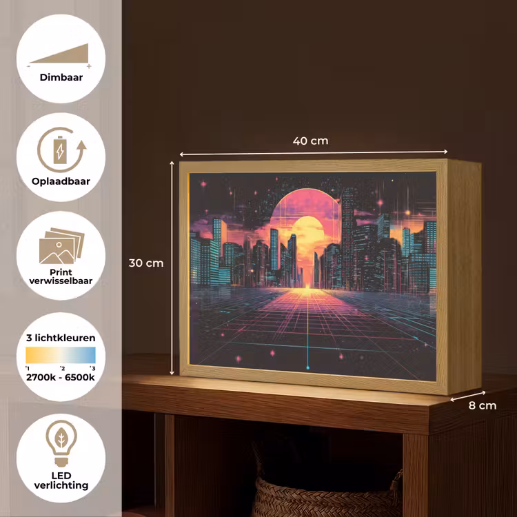 Lightbox - Wandlamp - Stad - Gebouwen - Zon - Geel — 10