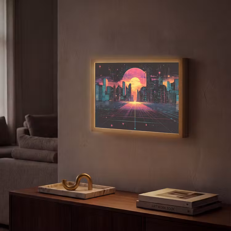 Lightbox - Wandlamp - Stad - Gebouwen - Zon - Geel — 2