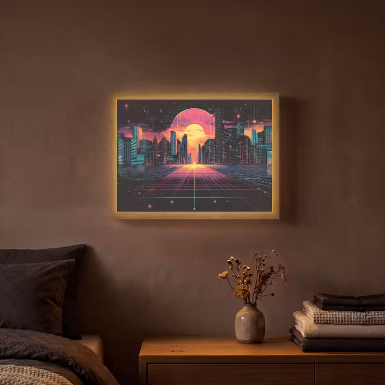 Lightbox - Wandlamp - Stad - Gebouwen - Zon - Geel — 3