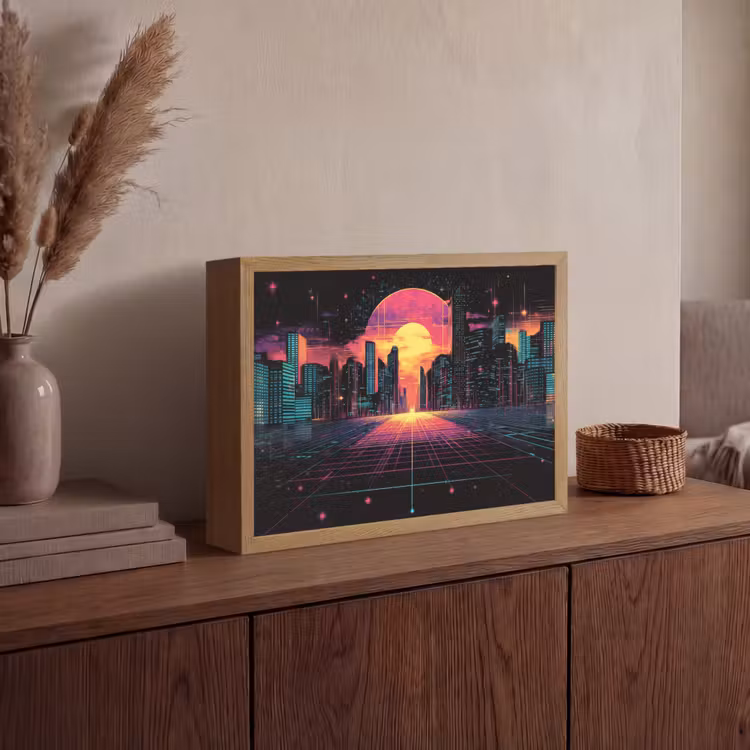Lightbox - Wandlamp - Stad - Gebouwen - Zon - Geel — 4