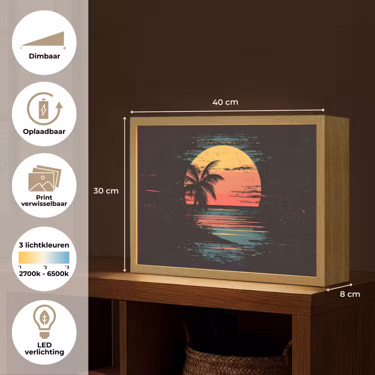 Lightbox - Wandlamp - Strand - Minimalistisch - Zon - Oranje — 10