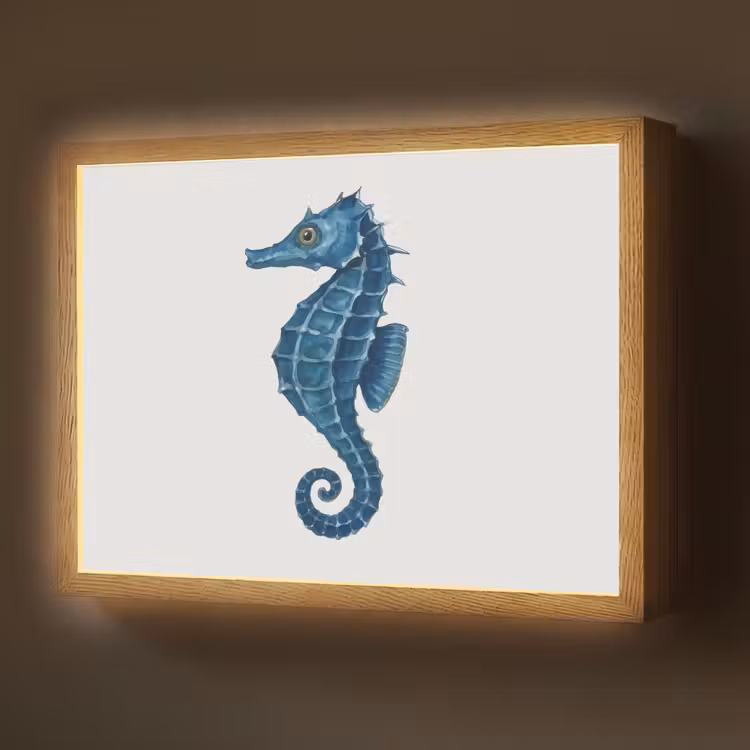 Lightbox - Wandlamp - Zeepaardje - Staart - Blauw — 1