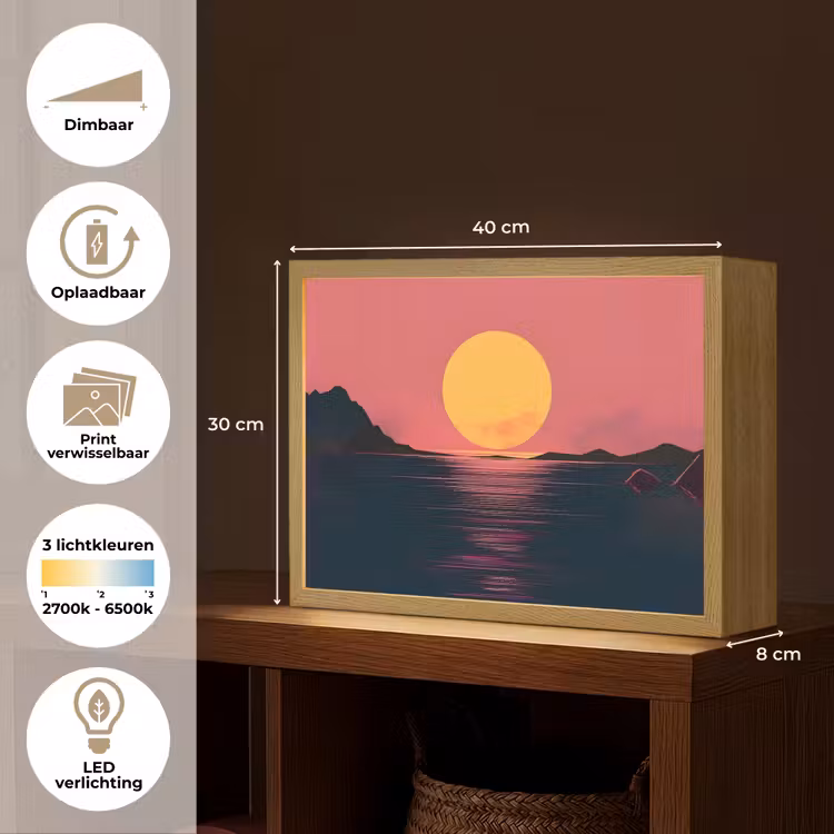 Lightbox - Wandlamp - Zon - Geel - Bergen - Water — 10