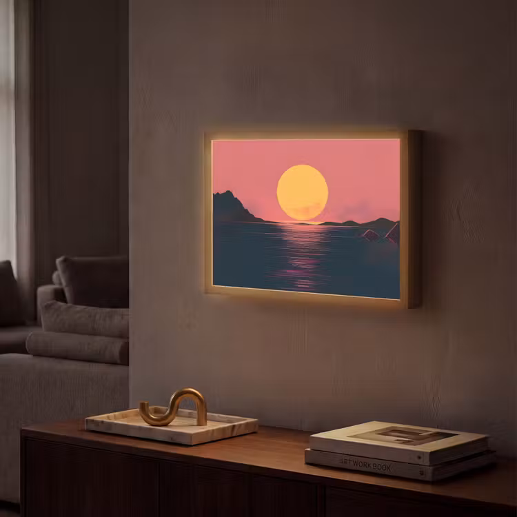 Lightbox - Wandlamp - Zon - Geel - Bergen - Water — 2