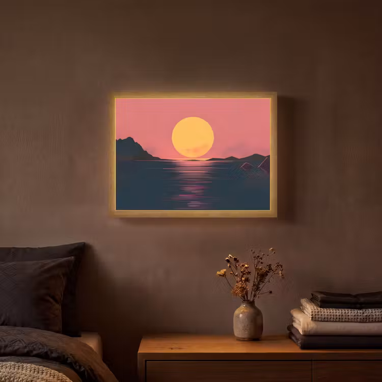 Lightbox - Wandlamp - Zon - Geel - Bergen - Water — 3