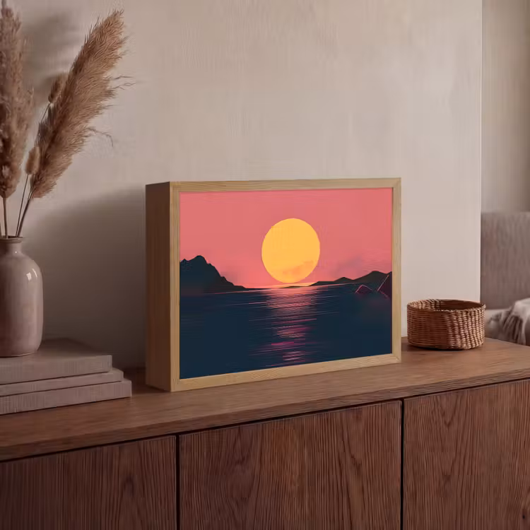 Lightbox - Wandlamp - Zon - Geel - Bergen - Water — 4