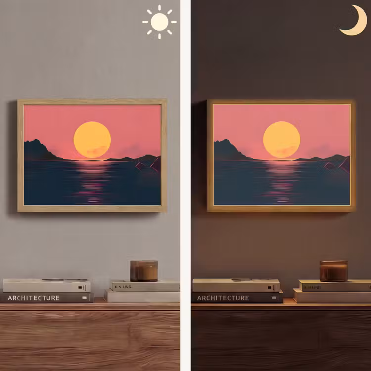 Lightbox - Wandlamp - Zon - Geel - Bergen - Water — 6