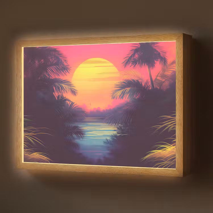 Lightbox - Wandlamp - Zon - Geel - Palmbomen - Tropisch — 1