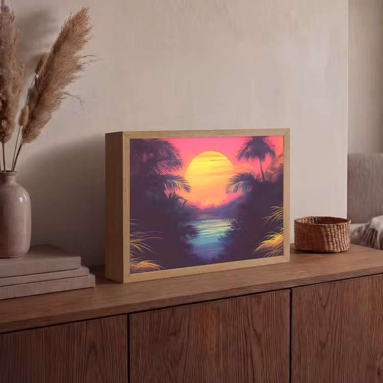 Lightbox - Wandlamp - Zon - Geel - Palmbomen - Tropisch — 4