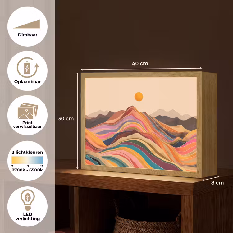 Lightbox - Wandlamp - Zon - Kleurrijk landschap - Bergen — 10