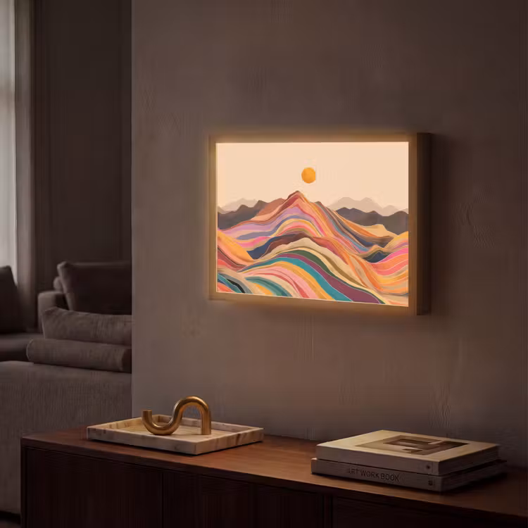 Lightbox - Wandlamp - Zon - Kleurrijk landschap - Bergen — 2