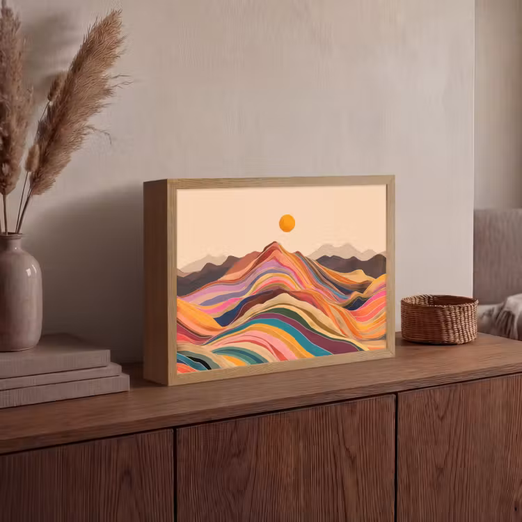 Lightbox - Wandlamp - Zon - Kleurrijk landschap - Bergen — 4