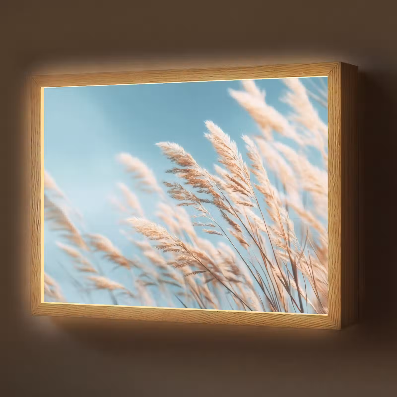Lightbox - Wandlamp - Siergras - Wind - Lichtbruin — 1