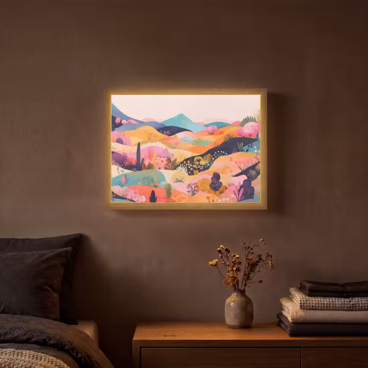 Lightbox - Wandlamp - Golvende heuvels - Abstracte planten - Dromerig — 3