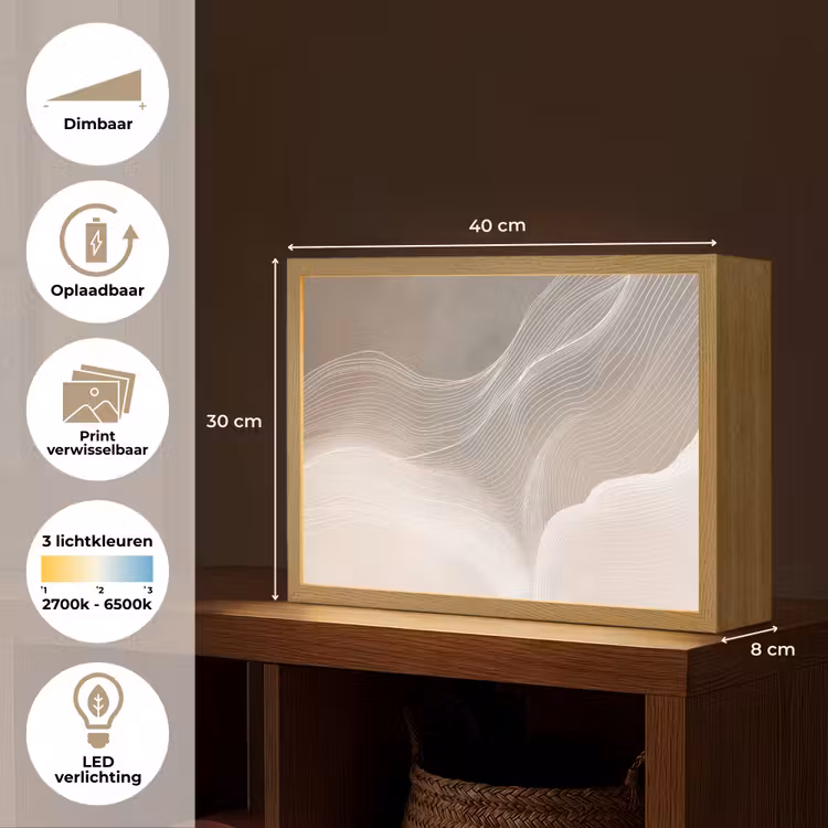 Lightbox - Wandlamp - Golvende lijnen - Luchtstromen - Harmonieus — 10