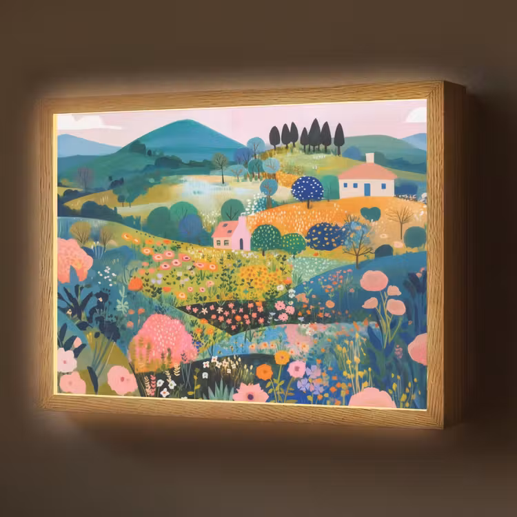 Lightbox - Wandlamp - Heuvellandschap - Fantasierijk - Kleurcontrasten — 1