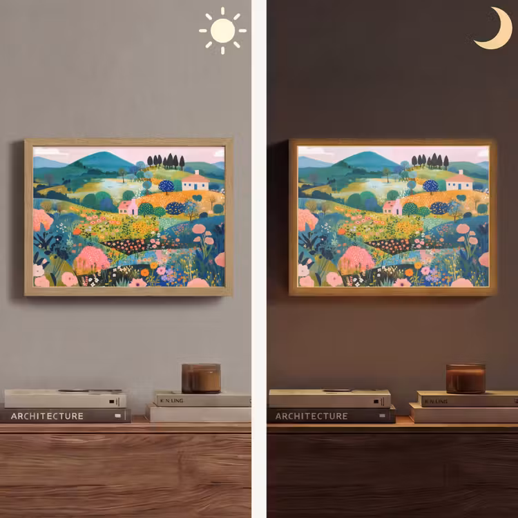 Lightbox - Wandlamp - Heuvellandschap - Fantasierijk - Kleurcontrasten — 6
