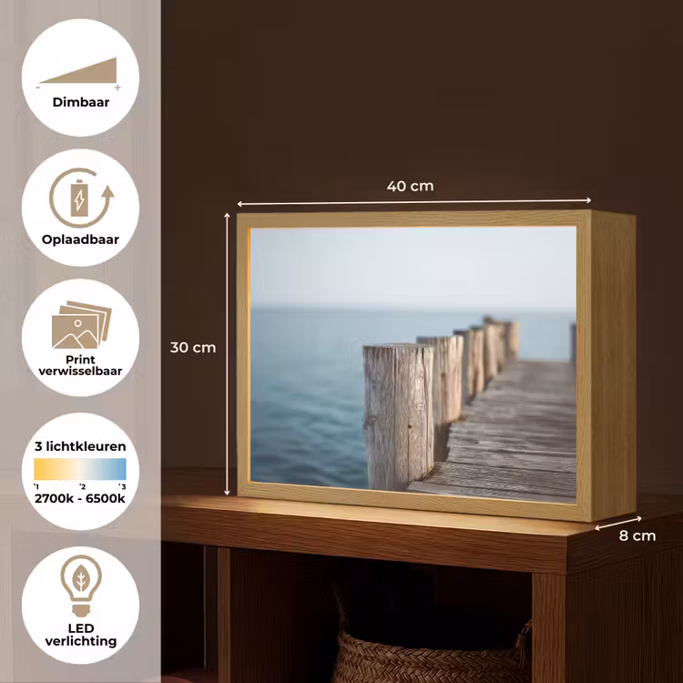 Lightbox - Wandlamp - Houten steiger - Helderblauwe lucht — 10