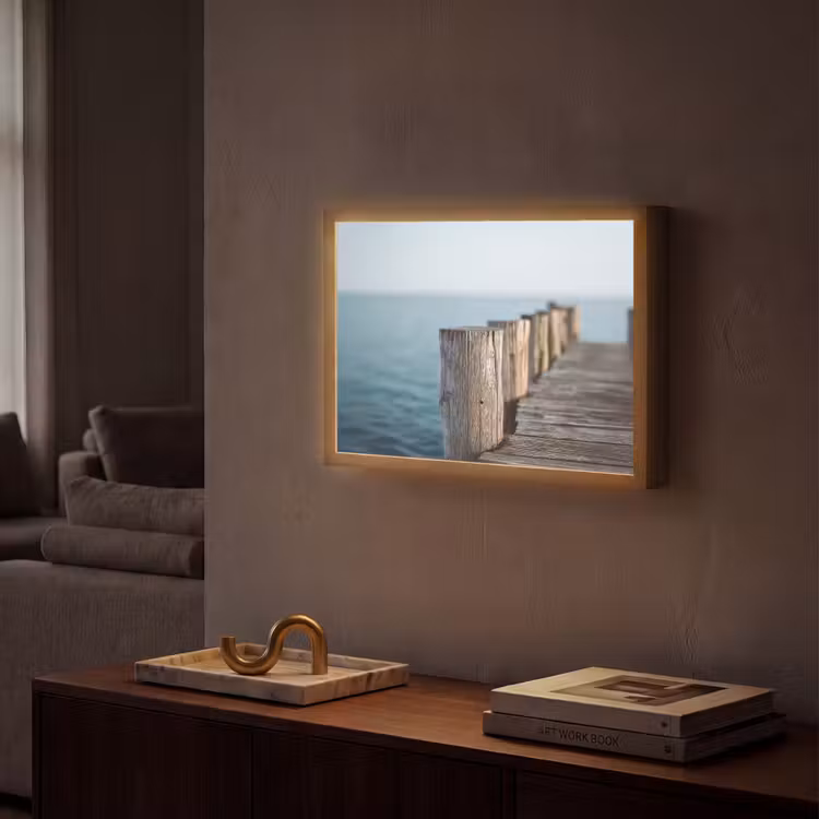 Lightbox - Wandlamp - Houten steiger - Helderblauwe lucht — 2