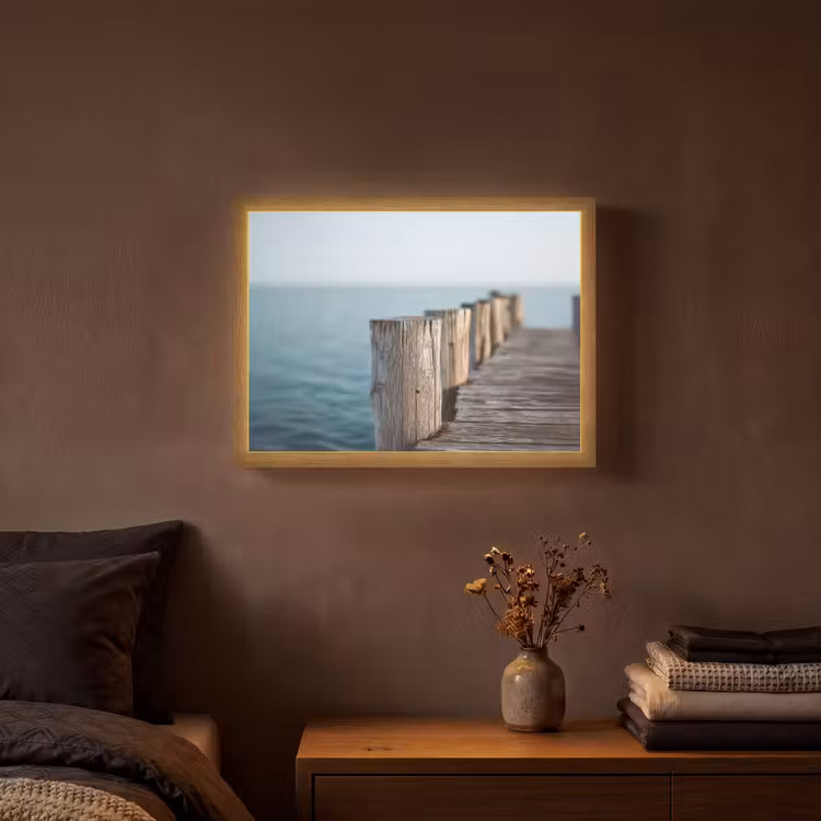 Lightbox - Wandlamp - Houten steiger - Helderblauwe lucht — 3