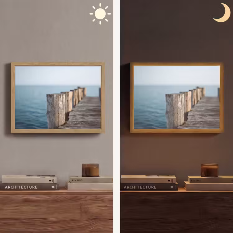 Lightbox - Wandlamp - Houten steiger - Helderblauwe lucht — 6