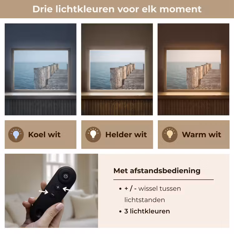 Lightbox - Wandlamp - Houten steiger - Helderblauwe lucht — 8