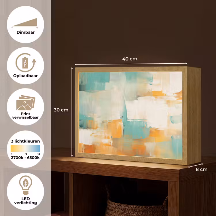 Lightbox - Wandlamp - Kunst - Abstract - Blauw - Wit — 10