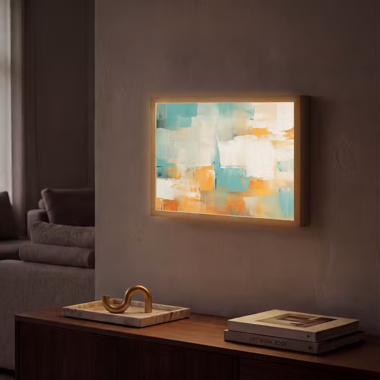 Lightbox - Wandlamp - Kunst - Abstract - Blauw - Wit — 2