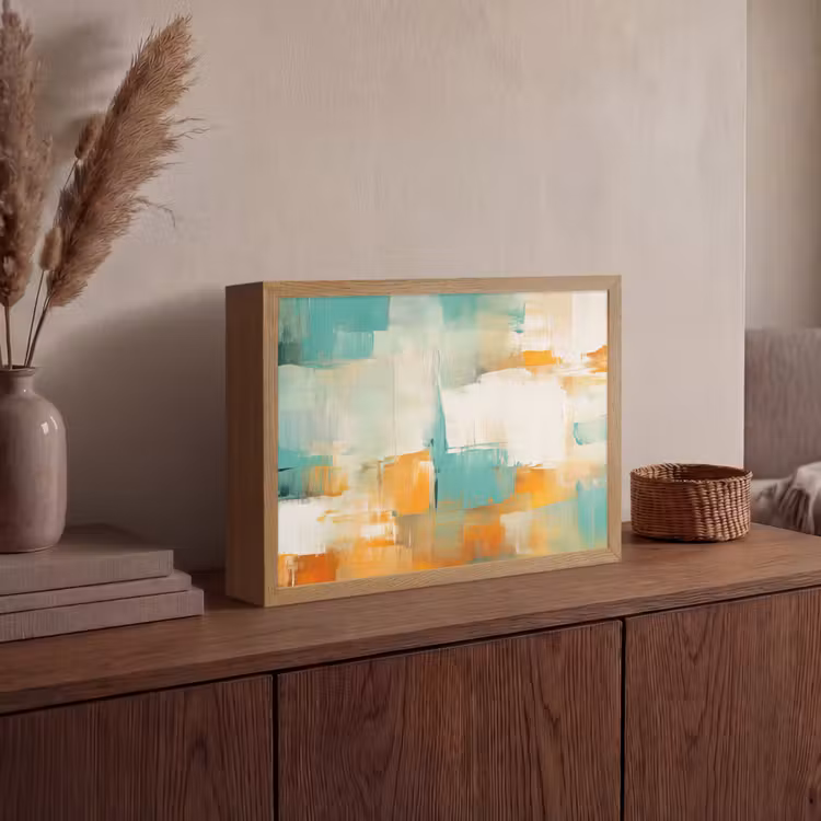 Lightbox - Wandlamp - Kunst - Abstract - Blauw - Wit — 4