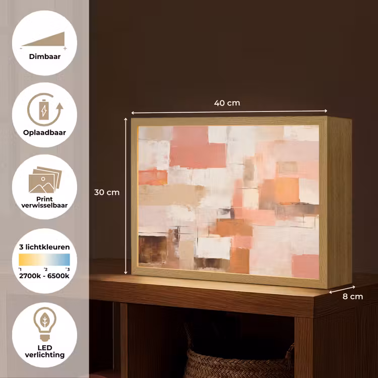 Lightbox - Wandlamp - Kunst - Roze - Abstract — 10