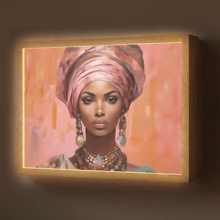 Lightbox - Wandlamp - Kunst - Vrouw - Roze - Sieraden - Portret — 1