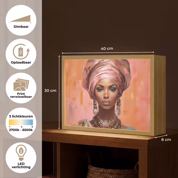 Lightbox - Wandlamp - Kunst - Vrouw - Roze - Sieraden - Portret — 10