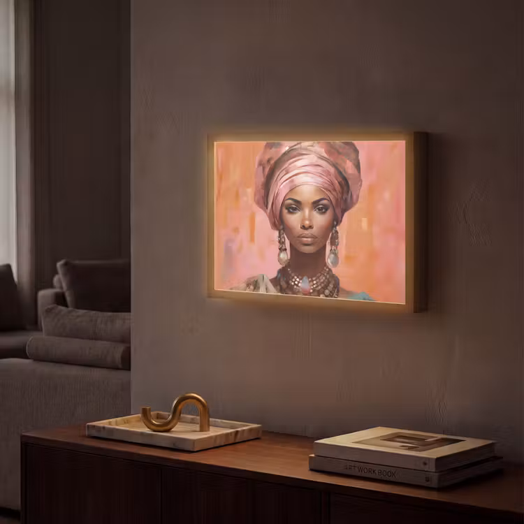 Lightbox - Wandlamp - Kunst - Vrouw - Roze - Sieraden - Portret — 2
