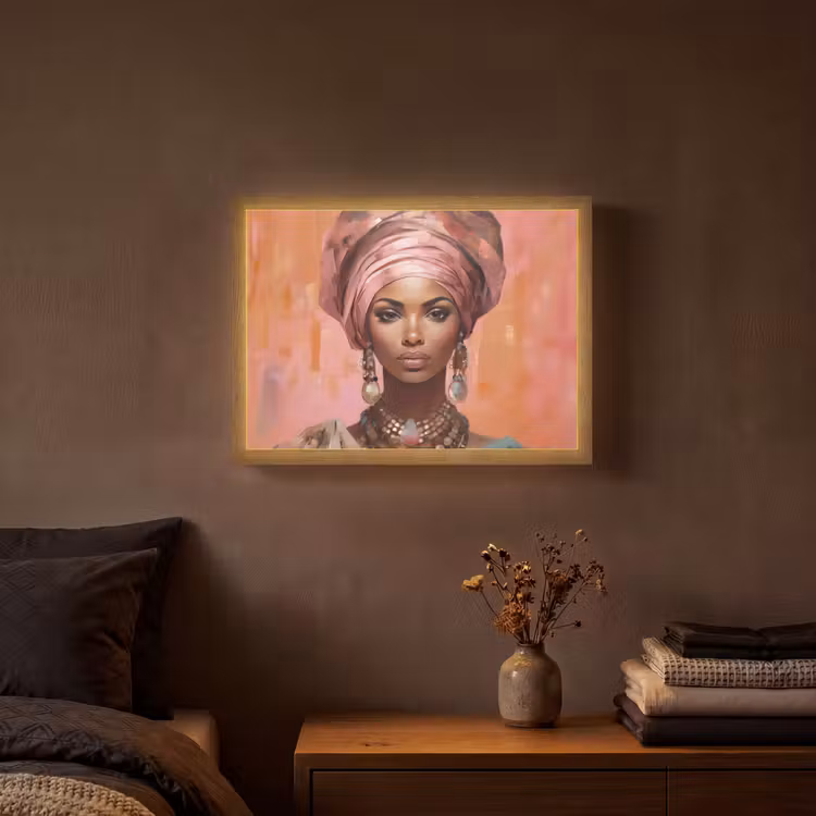 Lightbox - Wandlamp - Kunst - Vrouw - Roze - Sieraden - Portret — 3