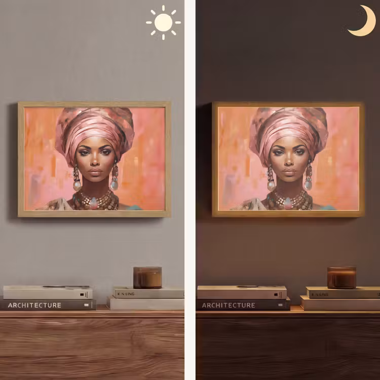 Lightbox - Wandlamp - Kunst - Vrouw - Roze - Sieraden - Portret — 6