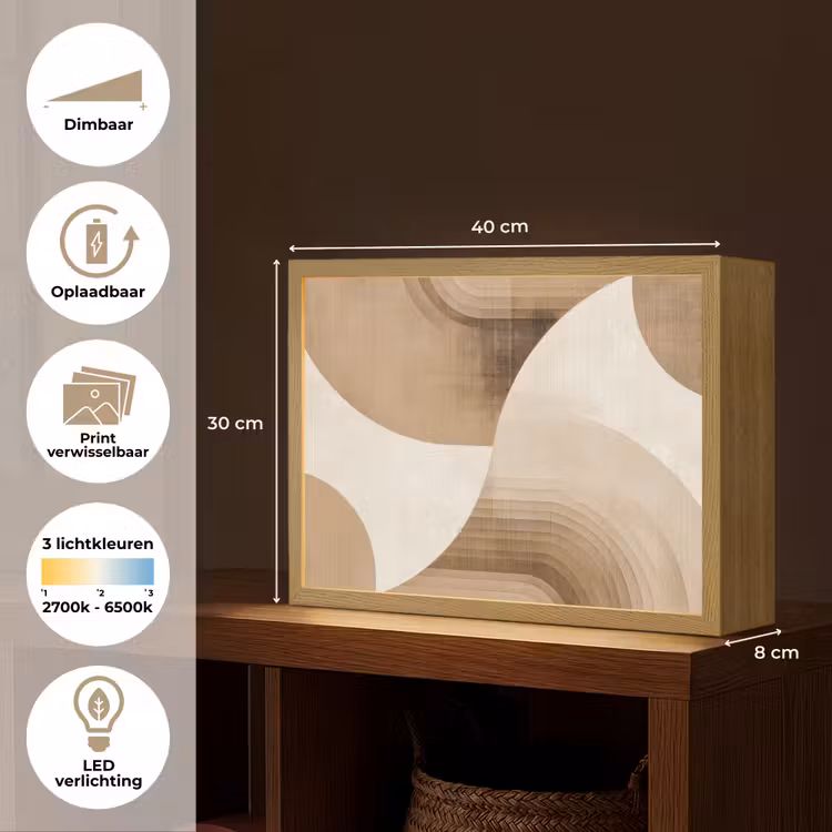 Lightbox - Wandlamp - Retro - Geometrische lagen - Aardetinten — 10