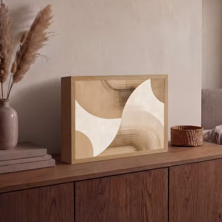 Lightbox - Wandlamp - Retro - Geometrische lagen - Aardetinten — 4