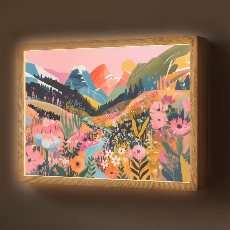 Lightbox - Wandlamp - Rivier - Diepte - Bloemen — 1