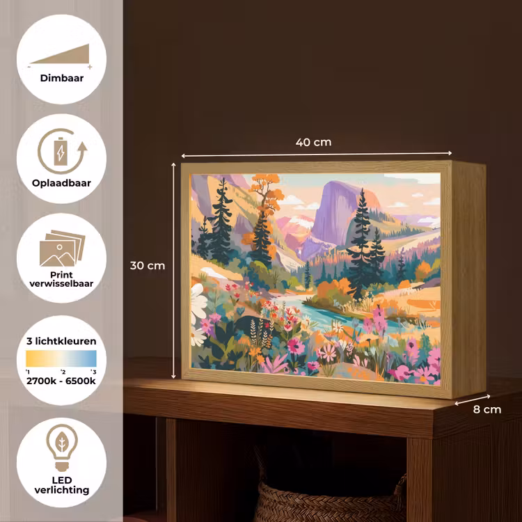 Lightbox - Wandlamp - Rivier - Vallei vol bloemen - Levendig — 10