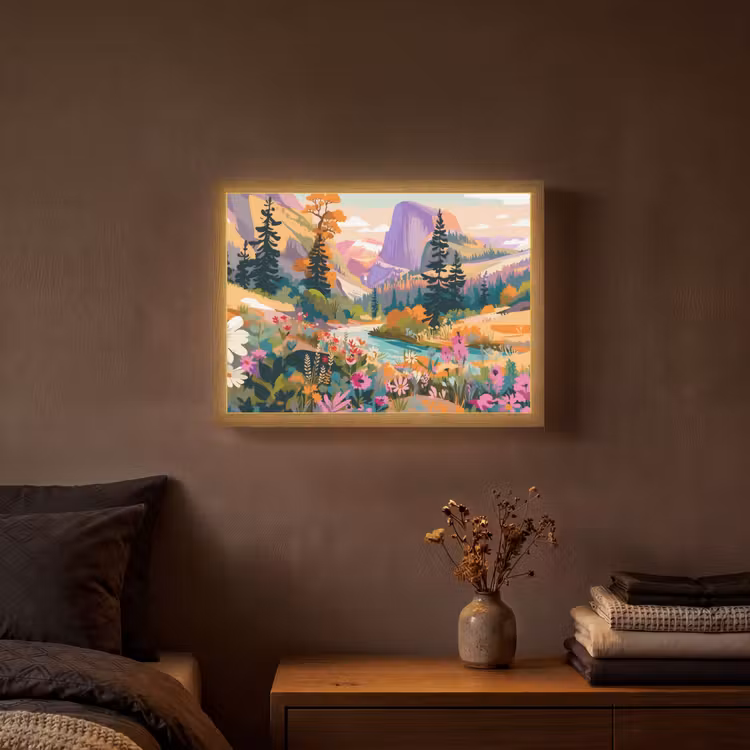 Lightbox - Wandlamp - Rivier - Vallei vol bloemen - Levendig — 3
