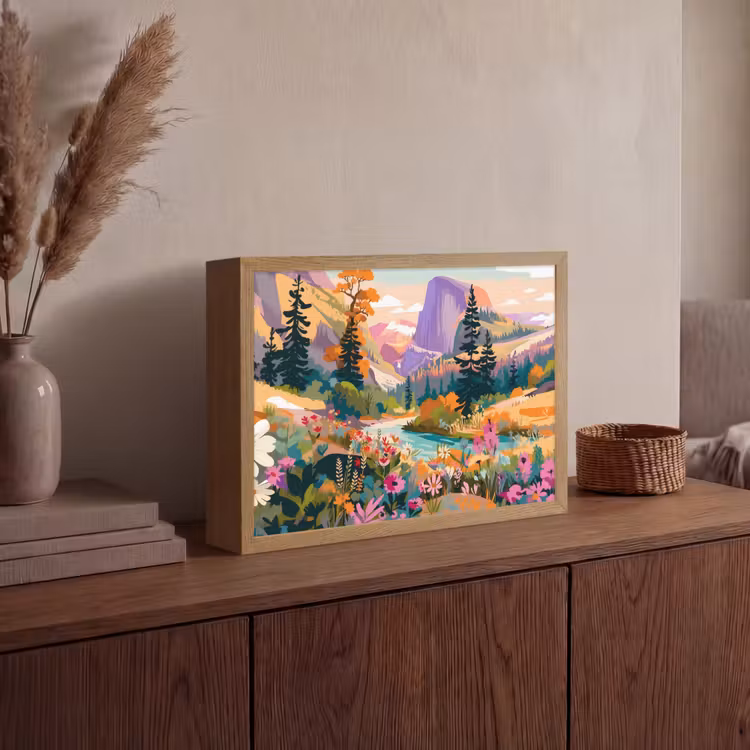 Lightbox - Wandlamp - Rivier - Vallei vol bloemen - Levendig — 4