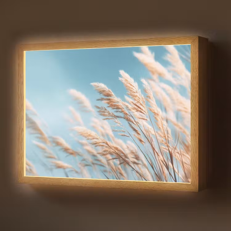 Lightbox - Wandlamp - Siergras - Wind - Lichtbruin — 1