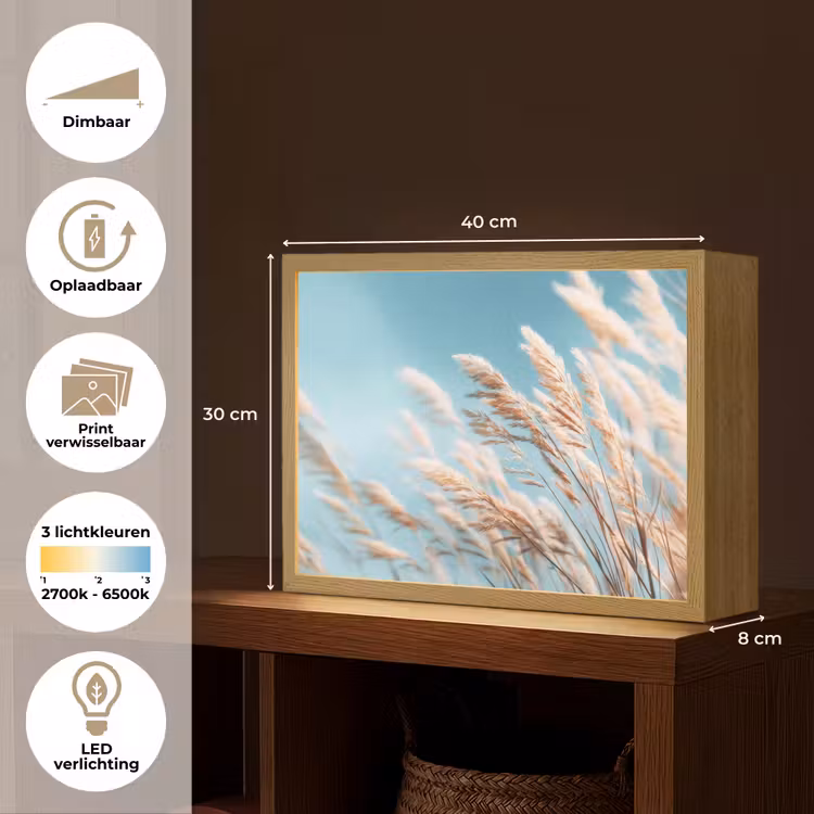 Lightbox - Wandlamp - Siergras - Wind - Lichtbruin — 10