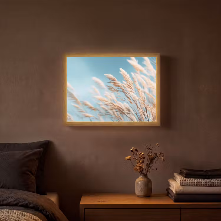 Lightbox - Wandlamp - Siergras - Wind - Lichtbruin — 3