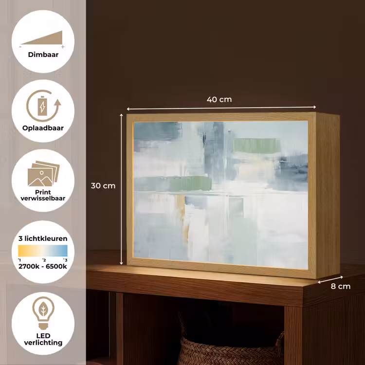 Lightbox - Wandlamp - Verf - Moderne kunst - Abstract - Grijs — 10